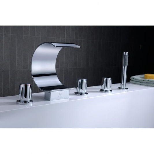 Anzzi Brand FR-AZ048CH Ribbon 3-Handle Deck-Mount Roman Tub Faucet in Chrome