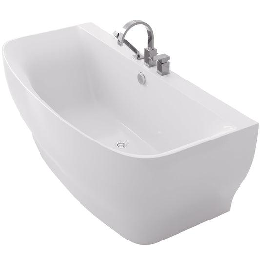 Anzzi Brand FT-FR112473CH Bank Series 5.41 ft. Freestanding Bathtub with Deck Mounted Faucet in White
