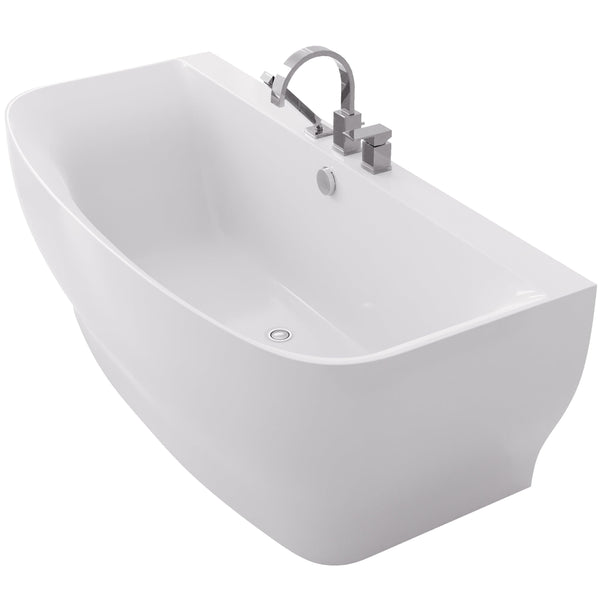 Anzzi Brand FT-FR112473CH Bank Series 5.41 ft. Freestanding Bathtub with Deck Mounted Faucet in White