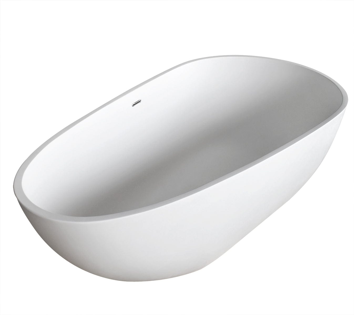 Anzzi Brand FT-AZ502 Fiume 5.6 ft. Man-Made Stone Center Drain Freestanding Bathtub in Matte White