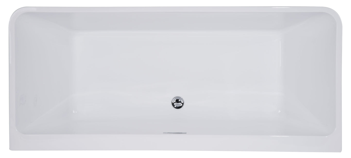 ALFI brand AB8859 67 inch White Rectangular Acrylic Free Standing Soaking Bathtub