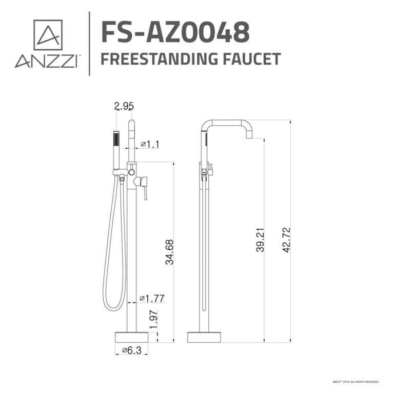 Anzzi Brand FS-AZ0048BN Moray Series 2-Handle Freestanding Tub Faucet with Hand Shower in Brushed Nickel