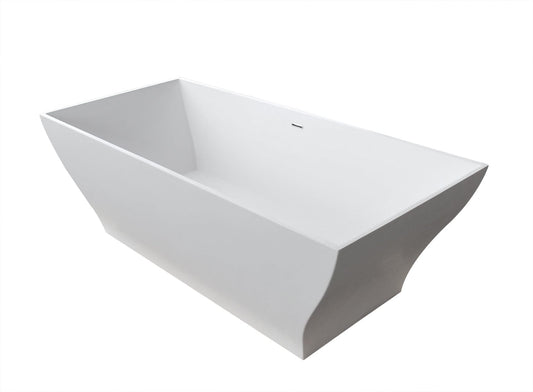 Anzzi Brand FT-AZ8419 Kayenge 5.9 ft. Solid Surface Center Drain Freestanding Bathtub in Matte White