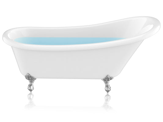 Anzzi Brand FT-CF131FAFT-CH 67.32” Diamante Slipper-Style Acrylic Claw Foot Tub in White