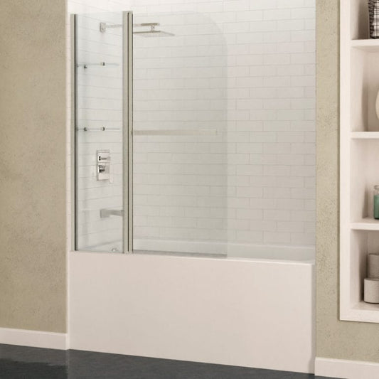 Anzzi Brand SD-AZ054-01BN Galleon 48 in. x 58 in. Frameless Tub Door with TSUNAMI GUARD in Brushed Nickel