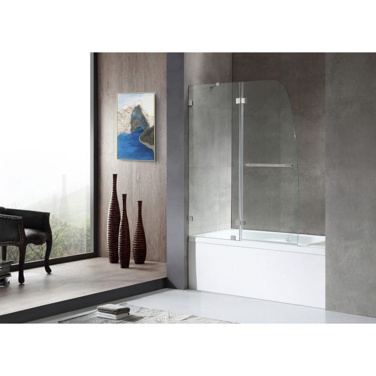 Anzzi Brand SD-AZ11-01CH Herald Series 48 in. by 58 in. Frameless Hinged Tub Door in Chrome