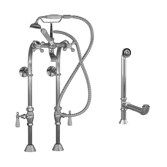 Cambridge Complete Polished Chrome Free Standing Plumbing Package for Clawfoot Tub CAM398463-PKG-CP