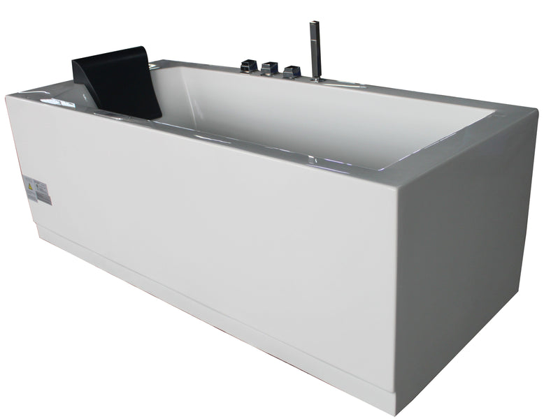 EAGO AM154ETL-R5 5 ft Acrylic White Rectangular Whirlpool Bathtub w Fixtures