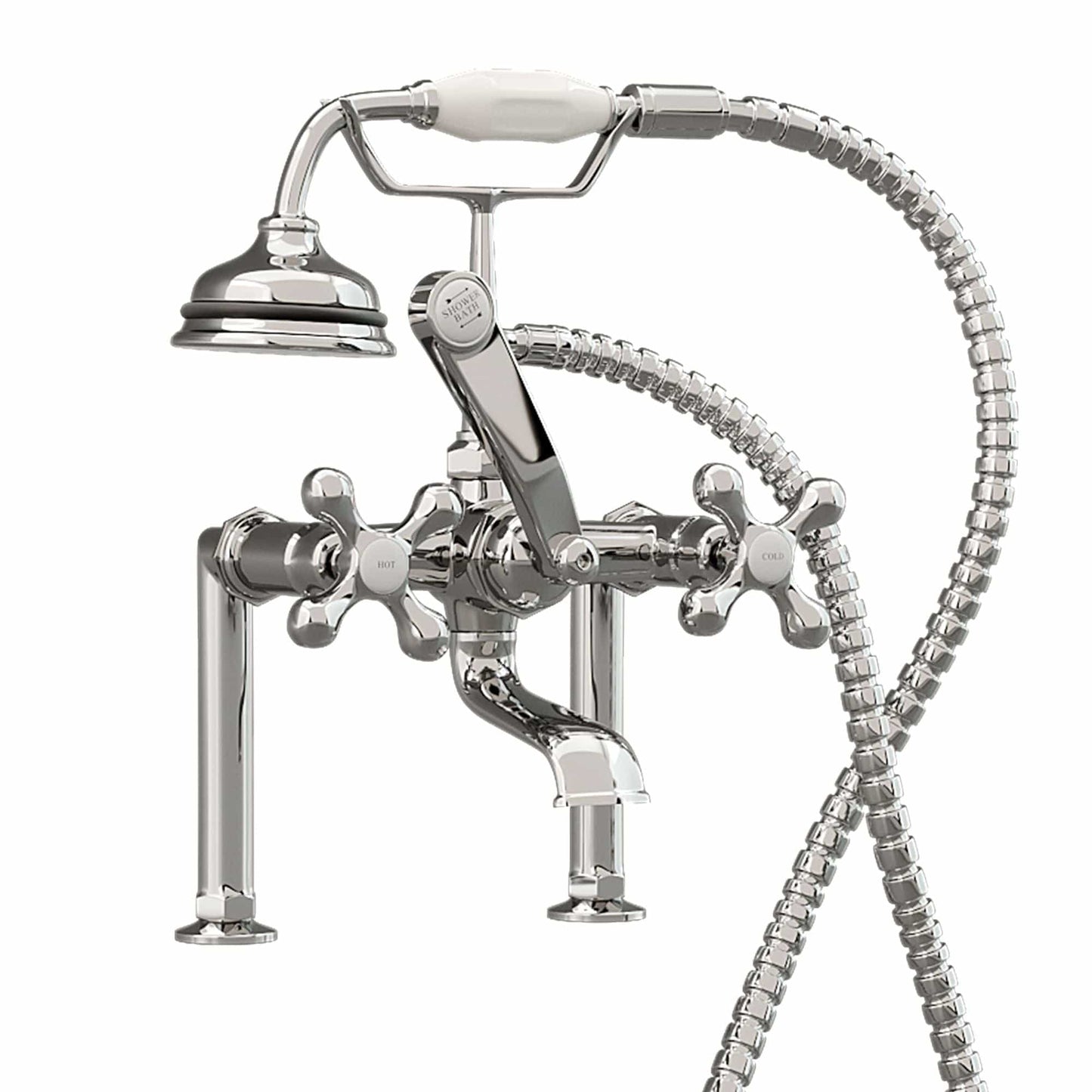 Cambridge Clawfoot Tub 6" Deck Mount Brass Faucet with Hand Held Shower-Polished Chrome CAM463D-6-CP