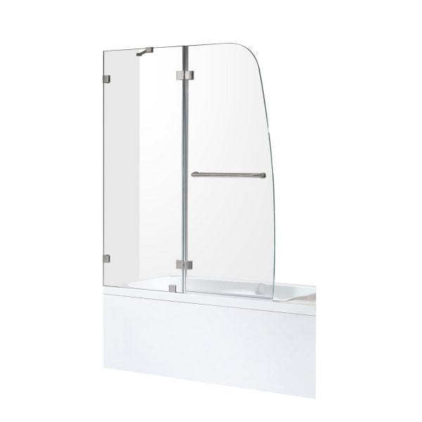 Anzzi Brand SD-AZ8076-01BN Pacific Series 48 in. by 58 in. Frameless Hinged Tub Door in Brushed Nickel