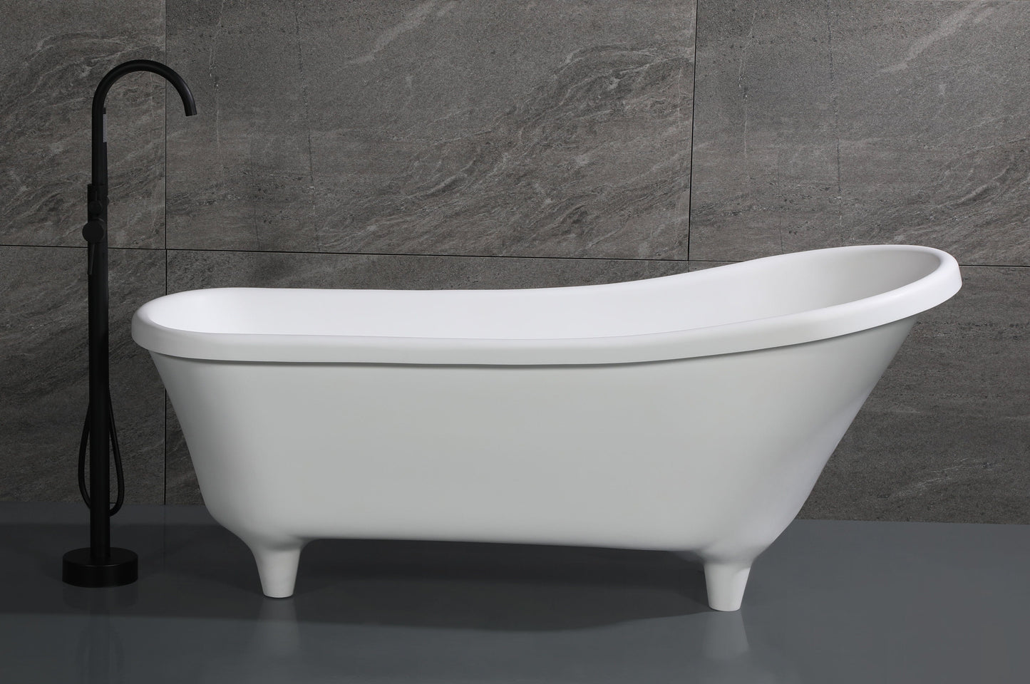 ALFI brand AB9960 67" White Matte Clawfoot Solid Surface Resin Bathtub