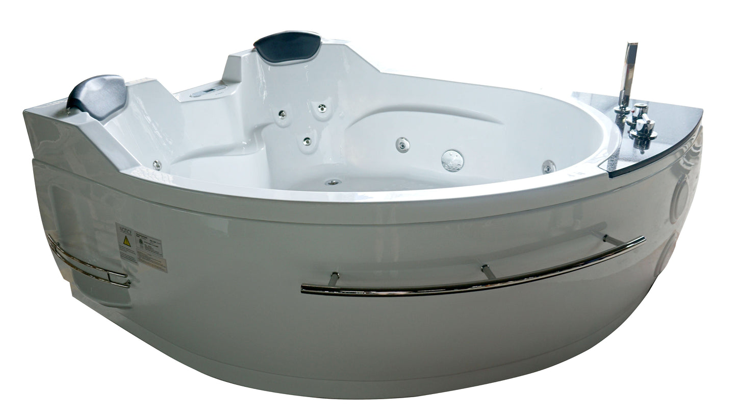 EAGO AM113ETL-R 5.5 ft Right Corner Acrylic White Whirlpool Bathtub for Two