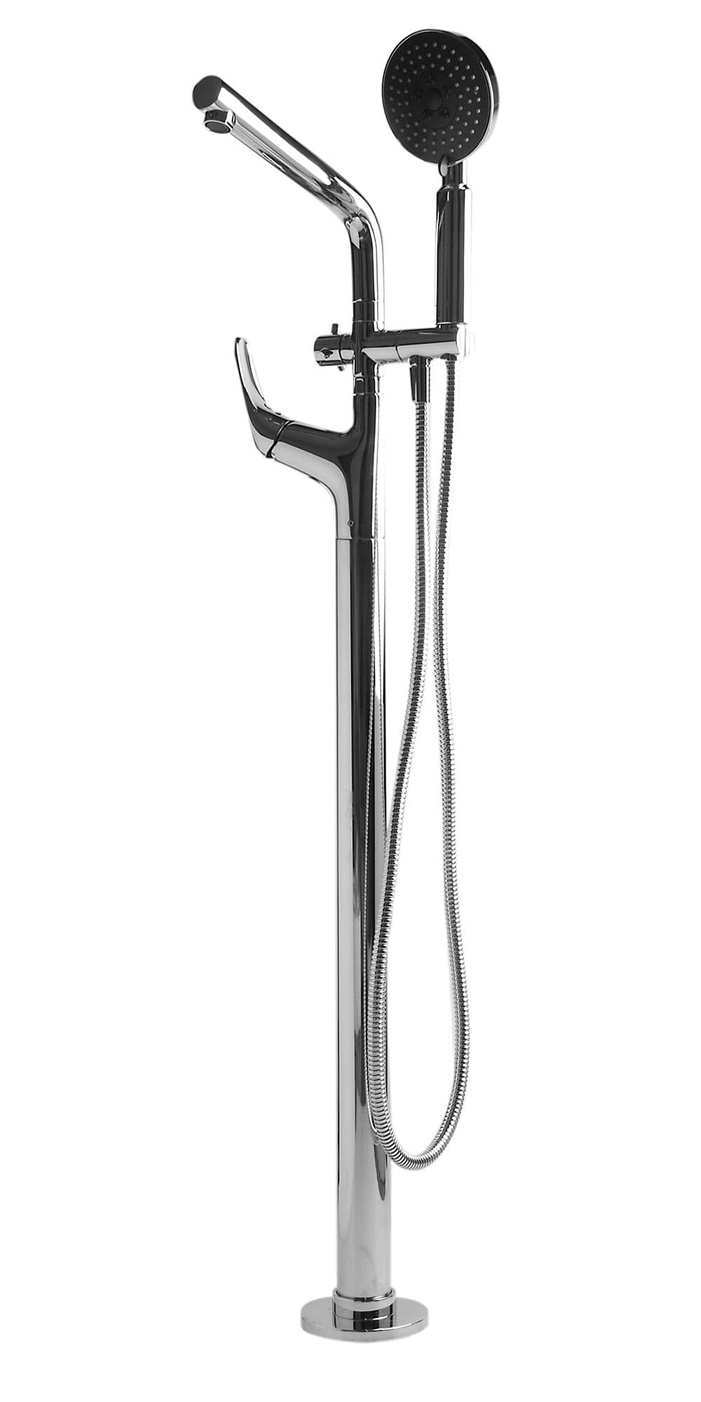 ALFI brand AB2758-PC Polished Chrome Floor Mounted Tub Filler + Mixer /w additional Hand Held Shower Head