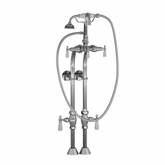 Cambridge Clawfoot Tub Freestanding English Telephone Gooseneck Faucet & Hand Held Shower Combo-Polished Chrome CAM398684-CP