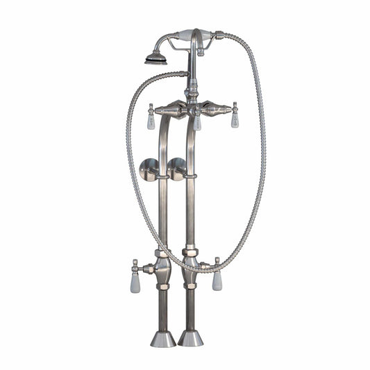 Cambridge Complete Brushed Nickel Free Standing Plumbing Package for Clawfoot Tub CAM398684-PKG-BN