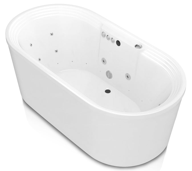 Anzzi Brand FT-AZ201 Sofi 5.6 ft. Center Drain Whirlpool and Air Bath Tub in White