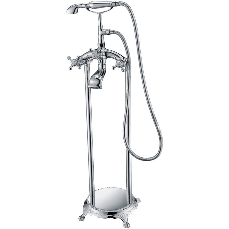 Anzzi Brand FS-AZ0052CH Tugela 3-Handle Claw Foot Tub Faucet with Hand Shower in Polished Chrome