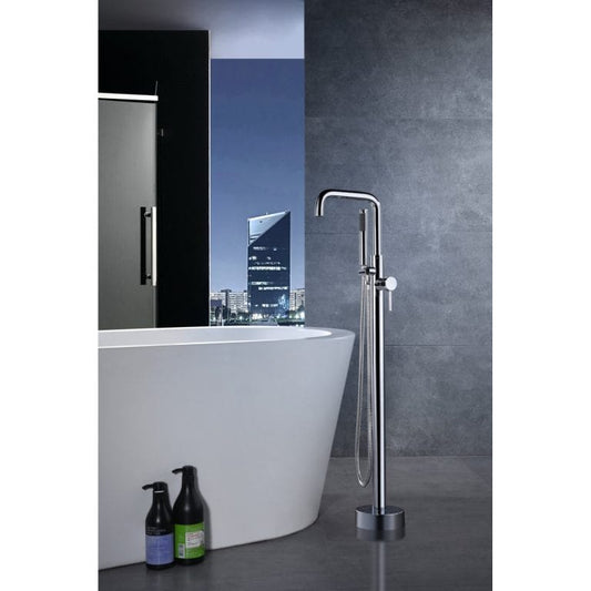 Anzzi Brand FS-AZ0048CH Moray Series 2-Handle Freestanding Tub Faucet in Polished Chrome