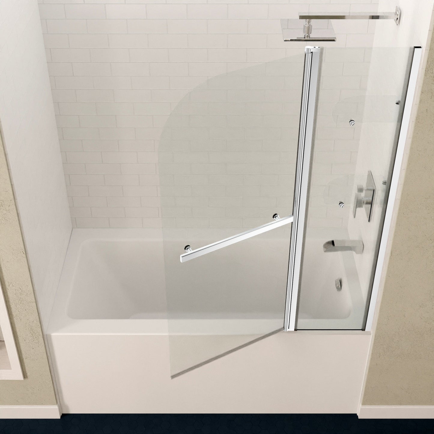 Anzzi Brand SD05401CH-3060R Anzzi 5 ft. Acrylic Right Drain Rectangle Tub in White With 48 in. x 58 in. Frameless Tub Door in Polished Chrome